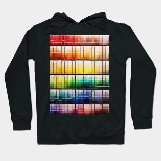 Colorful paint swatches ordered in rainbow order at the hardware store Hoodie by karinelizabeth